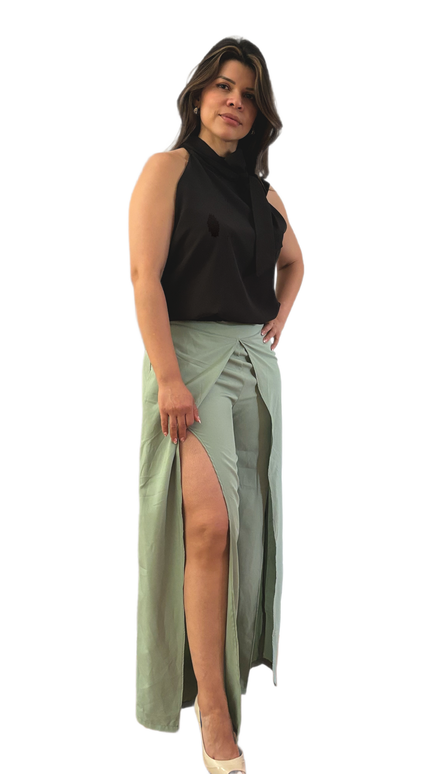 Halter Back Top & Flowy Pants