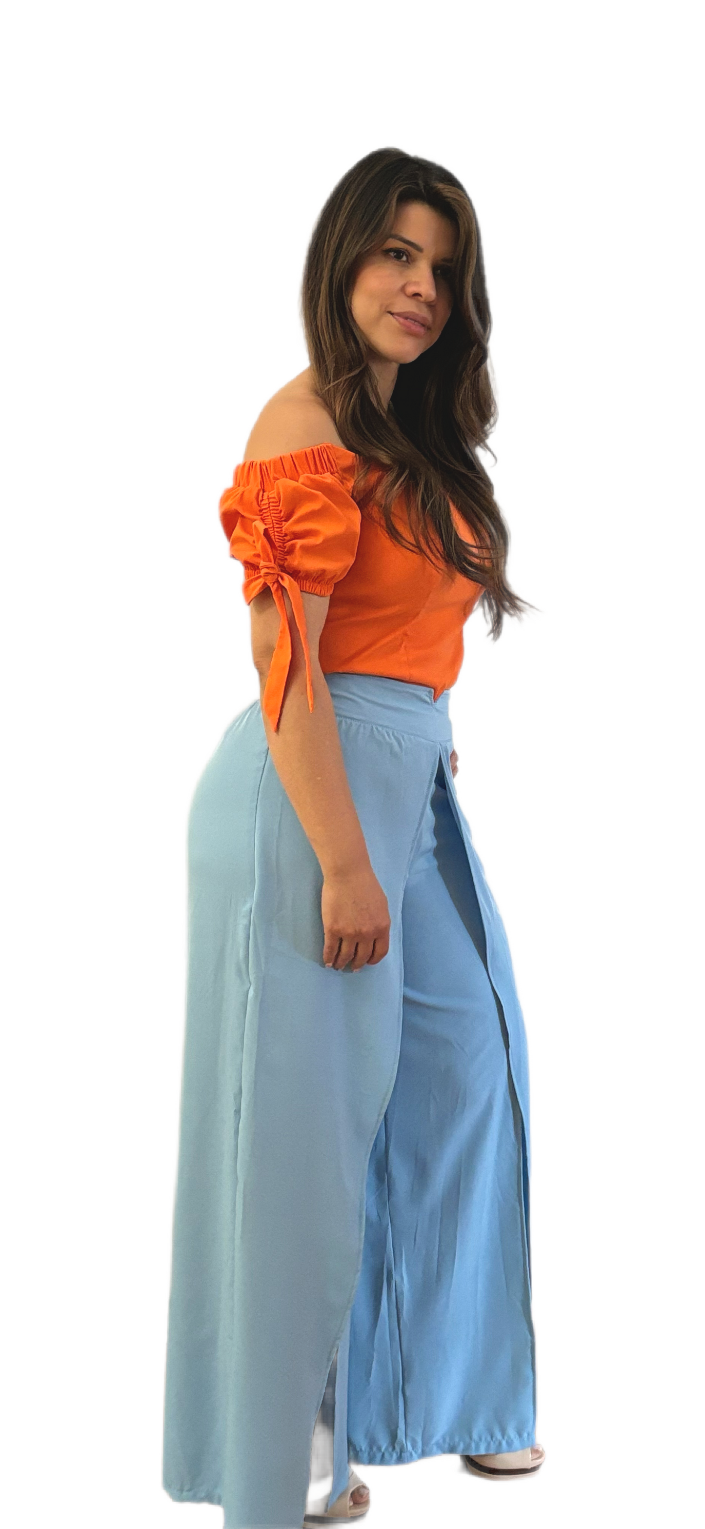Off-Shoulder Top & Flowy Wide-Leg Pants Set
