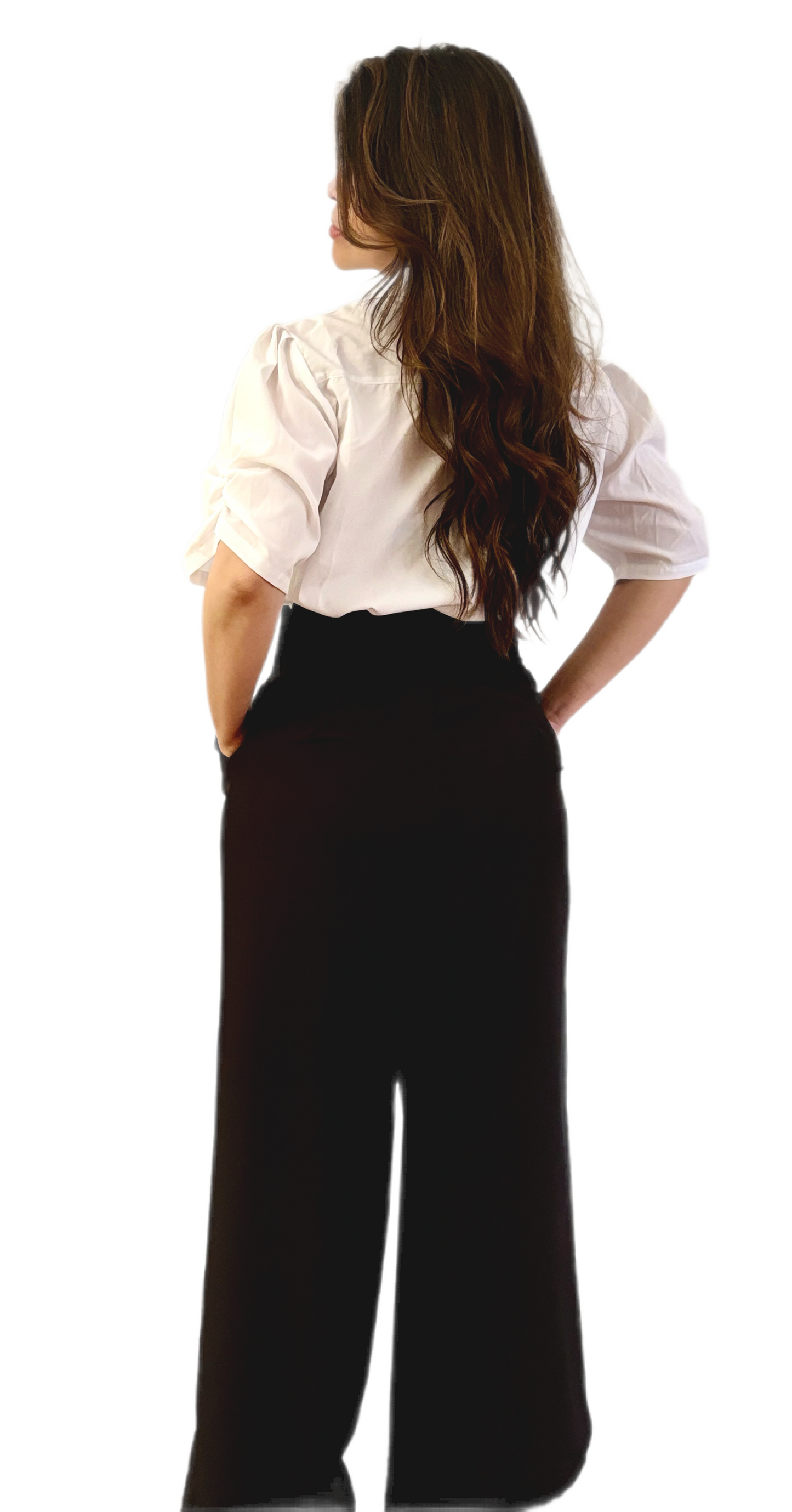 Elegant Wide-Leg Trousers with Classic White Shirt